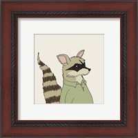 Framed 'Raccoon on Cream' border=