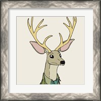 Framed 'Deer on Cream' border=