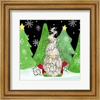 Framed 'Gnome for Christmas III-Gnome Lights' border=