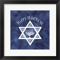 Framed Festival of Lights Blue III-Happy Hanukkah