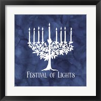 Framed 'Festival of Lights Blue IV-Menorah' border=