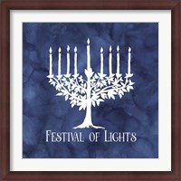 Framed Festival of Lights Blue IV-Menorah