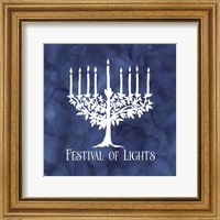 Framed Festival of Lights Blue IV-Menorah