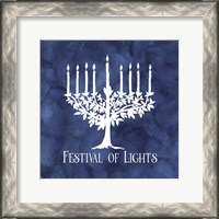 Framed 'Festival of Lights Blue IV-Menorah' border=