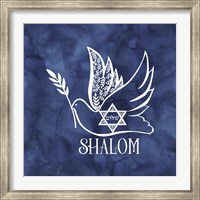 Framed Festival of Lights Blue V-Shalom Dove
