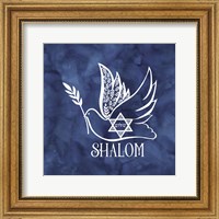 Framed Festival of Lights Blue V-Shalom Dove