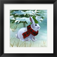 Framed 'Winterscape III-Rabbit' border=