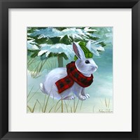 Framed 'Winterscape III-Rabbit' border=