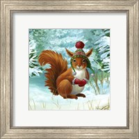 Framed 'Winterscape IV-Squirrel' border=