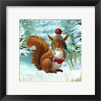 Framed 'Winterscape IV-Squirrel' border=