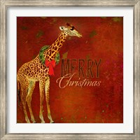 Framed Colorful Christmas II-Giraffe Christmas
