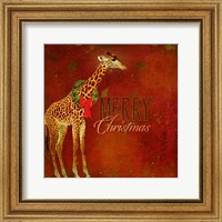 Framed Colorful Christmas II-Giraffe Christmas