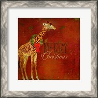 Framed Colorful Christmas II-Giraffe Christmas