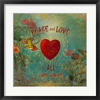 Framed Colorful Christmas VII-Peace & Love
