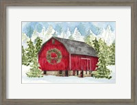 Framed Christmas Barn Landscape I