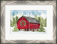 Framed Christmas Barn Landscape I