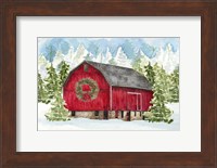 Framed Christmas Barn Landscape I