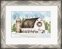 Framed Christmas Barn Landscape II