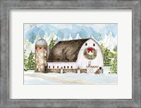 Framed Christmas Barn Landscape II