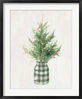 Framed White and Bright Christmas Tree II Plaid