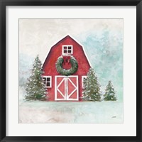 Framed December Barn Blue Sky