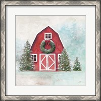 Framed December Barn Blue Sky