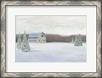 Framed Holiday Winter Barn