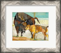 Framed Bison and Baby