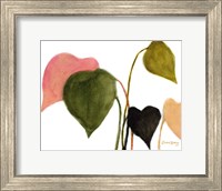 Framed Philodendron in Rosy Greens No. 2