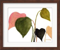 Framed Philodendron in Rosy Greens No. 2