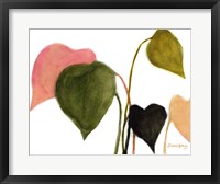 Framed Philodendron in Rosy Greens No. 2