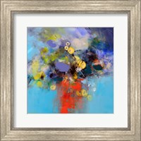 Framed Blue and Yellow Flowers