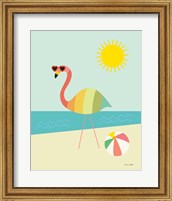 Framed Beach Flamingo