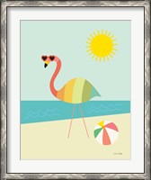 Framed Beach Flamingo