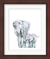 Framed Mama Elephant on White