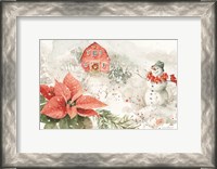 Framed Poinsettia Village I