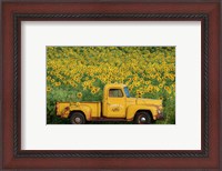 Framed Yellow Vintage Sunflower Truck