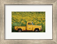 Framed Yellow Vintage Sunflower Truck