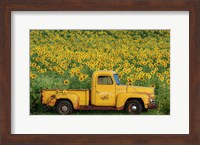 Framed Yellow Vintage Sunflower Truck