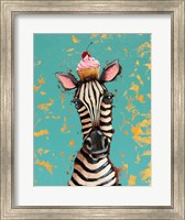 Framed Zebra With Cherry Cupcake