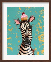 Framed Zebra With Cherry Cupcake