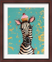 Framed Zebra With Cherry Cupcake