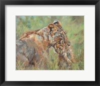 Framed Lioness And Cub