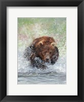 Framed Bear Running Through Water