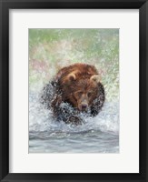 Framed Bear Running Through Water