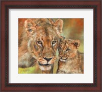 Framed Lioness And Cub