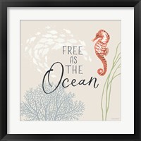 Framed 'Free As the Ocean IX on Sand' border=