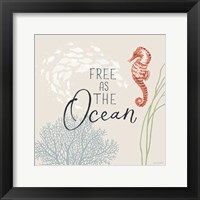 Framed 'Free As the Ocean IX on Sand' border=