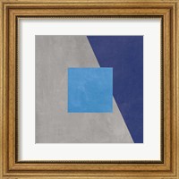 Framed Azure Blue Silk Abstract II