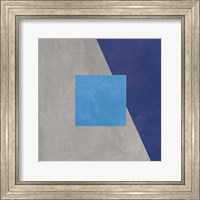 Framed Azure Blue Silk Abstract II